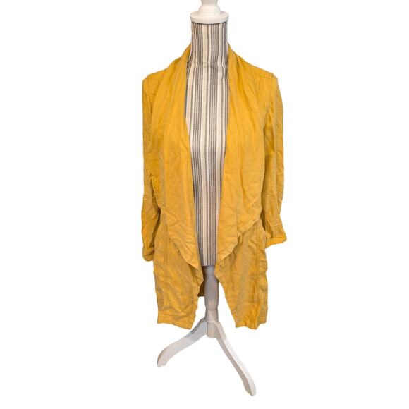 Max Jeans Mustard Color Tencel Drape Long Length Jacket Size S - Picture 8 of 8